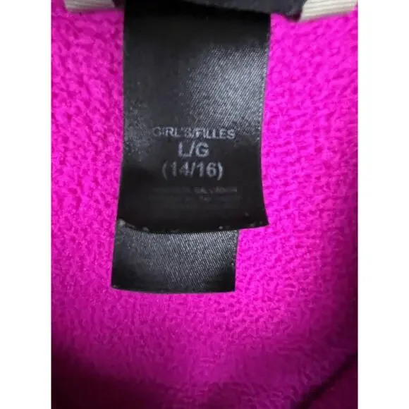 North Face Denali Jacket Girls Large Fuchsia Fleece Gray Polartec Full Zip